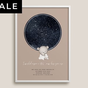 Impression personnalisée de la nouvelle carte des étoiles de bébé, cadeau de félicitations de grossesse miracle, félicitations de grossesse, annonce de naissance, lieu de temps précis