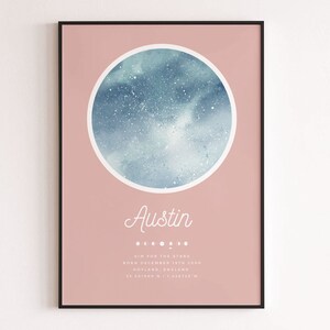 Custom Modern Star Map Print for Birth, New Baby Gift and Keepsake - Newborn Gift, Baby Wall Decor, Custom Nursery Art, Birth Star Map