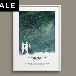 Carte des étoiles LGBTQ personnalisée Impression de carte des étoiles du même sexe, Ciel étoilé, M. et M., Souvenir réfléchi, Capture de la date et du lieu du mariage, Cadeau du marié gay