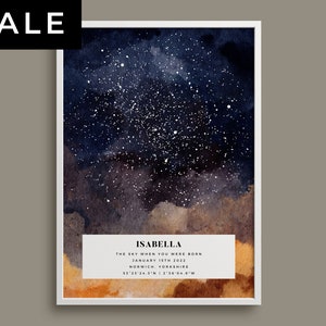 Festeggia l'arrivo della tua piccola stella con una stampa unisex di mappa stellare personalizzata - Regalo di congratulazioni per la nascita e un regalo per la nascita di un neonato