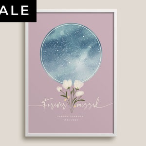 Für immer vermisst, Personalisiertes Poster mit Sternenkarte, Trauerkarte, Trauerreise, Trauerreise, Trauer