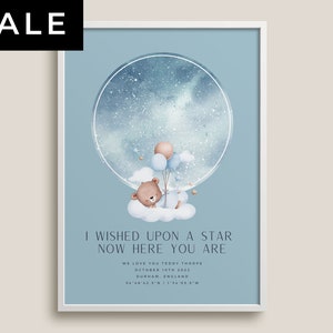 Lindo azul Custom Star Map Print / Custom New Baby Boy Gift / Accurate Time and Place of Birth Wall Art, Custom star map Birth New baby