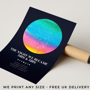 Regenbogen Sternenkarte Druck, Non-Binary Hochzeitsgeschenk, LGBTQ + Gender Neutral Unisex Benutzerdefinierte Kunst des Sternenhimmels des besonderen Tages, Gay Lesbian Andenken