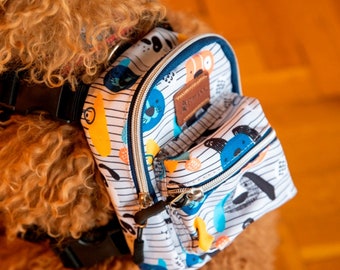 Dog backpack harness, dog harness, custom dog harness by, puppy harness, dog gift, Pet Backpack Harness, dog backpack carrier, dog collar