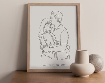 CUSTOM Family LINE DRAWING, Personalized art, Custom line art from photo, Wedding Portrait, Couple Portrait, Personalized Gift, family gift