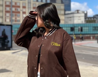 Brown Varsity Jacket - Etsy Israel