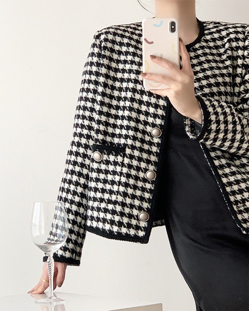KALARA BOUCLE JACKET, COCONUT LUREX HOUNDSTOOTH BOUCLE