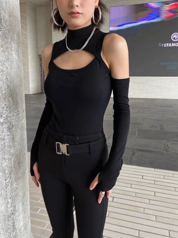 women long sleeve crop top turtleneck sexy cropped tops shirt