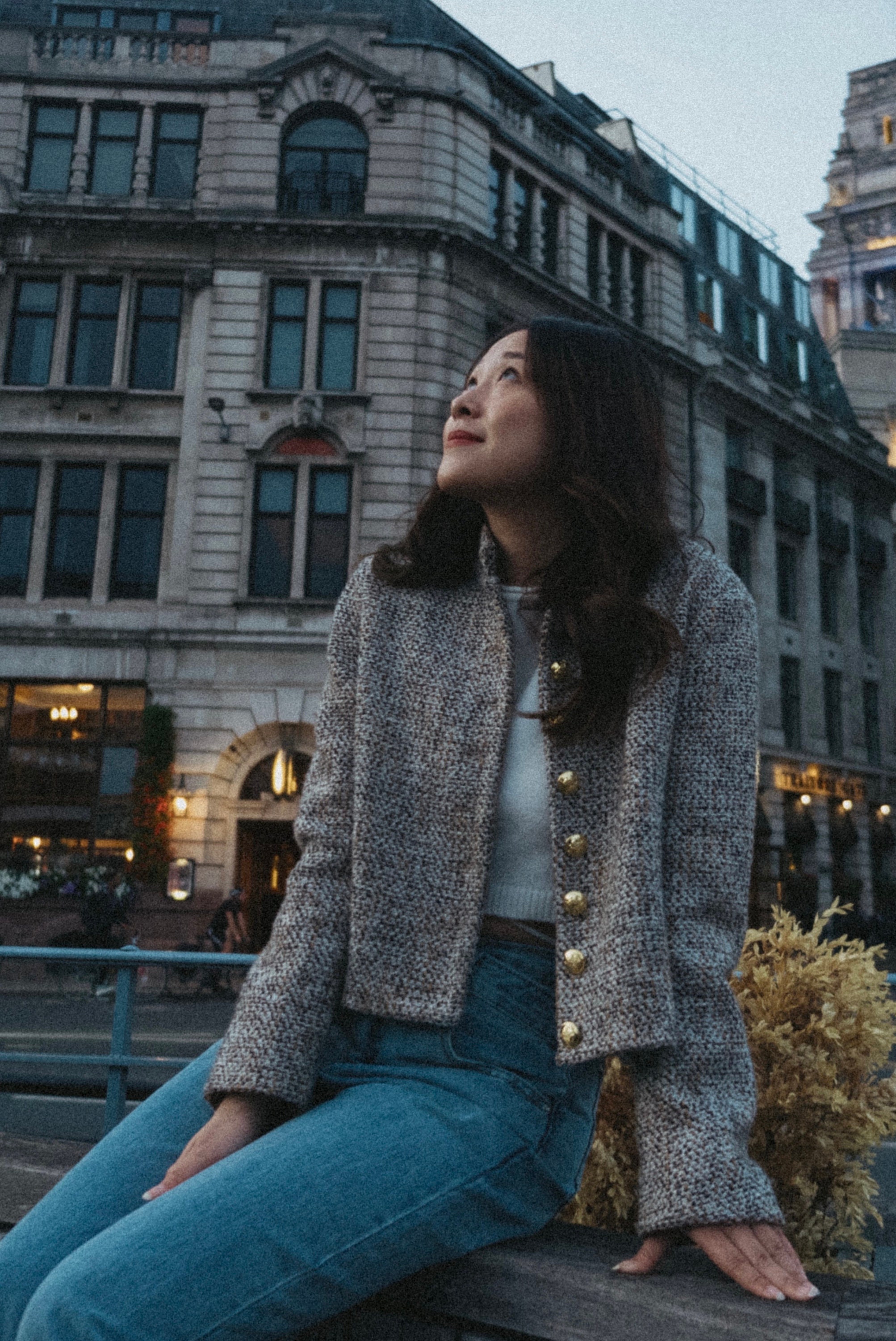 Women Brass Tweed Blazer Jacket - Elegant Trendy Single