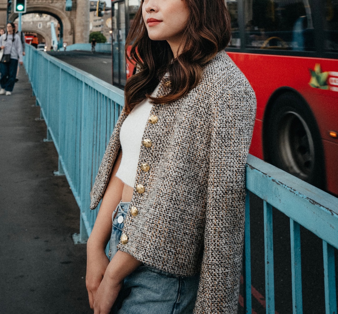 【Anyone more】Lumbe Boucle Wool Tweed Jacket Oxford Boucle Jacket-Eden | Boden UK