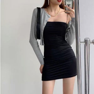 Chic Frauen Ärmelloses Kleid - Sexy Stretchy Bodycon Style Baumwolle Minikleid w / Neckholder | Elegantes Basic Fashion Piece