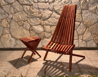 reclining deck chairs - modern low profile slat style folding stick chair