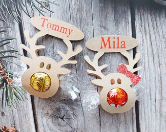 Reindeer Chocolate Ball Holder, Stocking filler, Table Decoration, Personalised Decoration, Christmas gift, Small gift