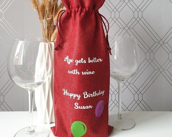Wine bag, Personalised wine gift bag, custom wine bag, gift for her, gift for him