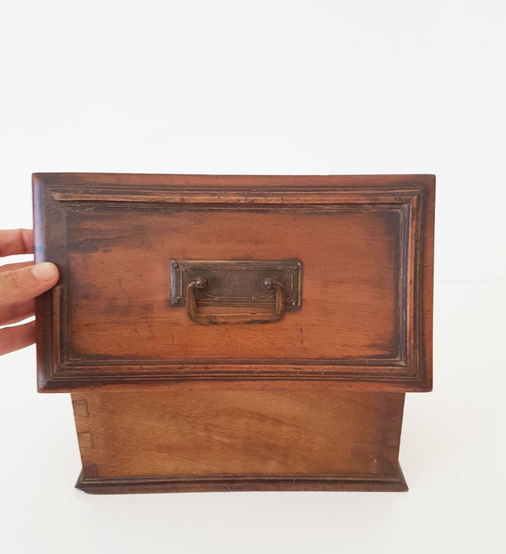 Antique Wood Box Safe Drawer Vault Jewelry Box Etsy