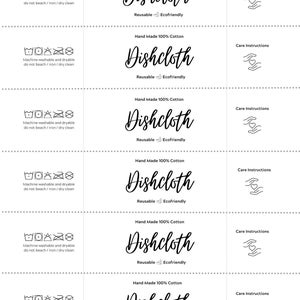 IMPRIMÍVEL 2 arquivos/embalagem de pano de prato único ou conjunto de embalagem de envoltório DIY crochê tricô rosto/prato/panos de lavagem etiquetas artesanato justo preparação de mercado