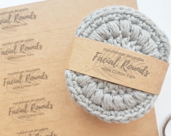 PRINTABLE  Facial Rounds / Strap Wrap Labels - DIY packaging Downloadable pdf.