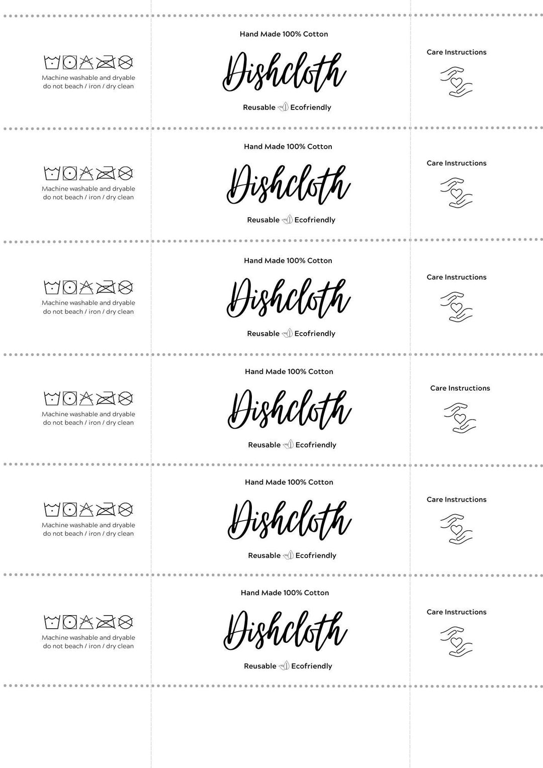 PRINTABLE 2 Files / Single Dishcloth Packaging or Set Wrap Packaging ...