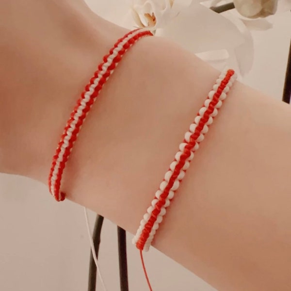 Martisor Bracelet | White And Red Bracelet | Martenitsa | Adjustable Bracelet In Two Colours | Romanian Martisor | Spring Tradition