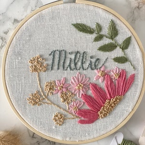 Custom Name Embroidery Hoop | Custom Baby Name Embroidery | Custom Baby Shower Gift | Baby Name Wall Art | Baby Name Embroidery Gift