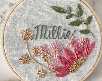 Custom Name Embroidery Hoop | Custom Baby Name Embroidery | Custom Baby Shower Gift | Baby Name Wall Art | Baby Name Embroidery Gift