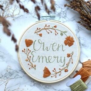 Custom Name Embroidery Hoop | Custom Baby Name Embroidery | Custom Baby Shower Gift | Baby Name Wall Art | Baby Name Embroidery Gift