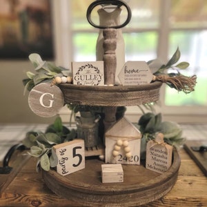 Bundle Home Tier Tray, Family Home Themed Tier Tray Decor. Custom Home Tier Tray