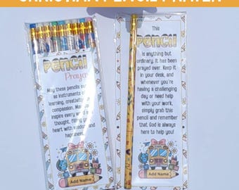 Personalized Pencil Prayer Gift Tag | Back to School Christian Gift
