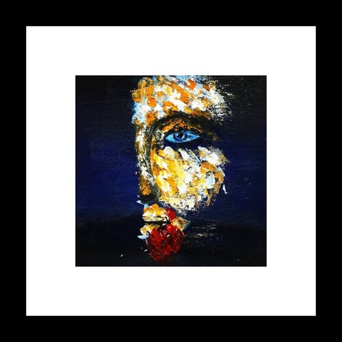 Oil face painting on shops canvas sheet