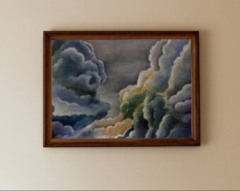 clouds oil painting on canvas, room decoration gift.