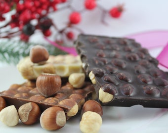 Handmade Belgium Chocolate Bar With Hazelnut Bark Chocolate Bars, Natural Pure Chocolate, 250 Gram 8.82oz