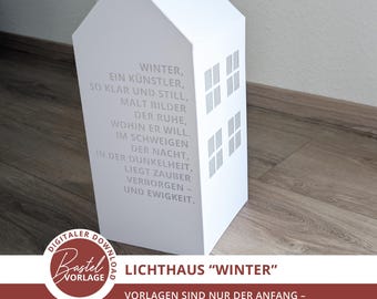 Plotter file winter paper house (approx. 40 cm high) – Christmas - SVG file, house made of paper - craft template