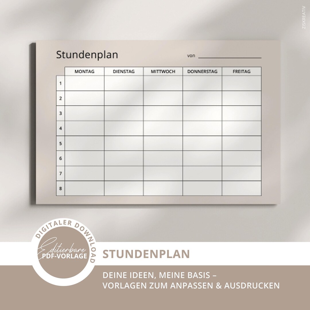 Timetable Plan.pdf Timetable PDF Template - Interactive Form - Timetable for Printing - Etsy