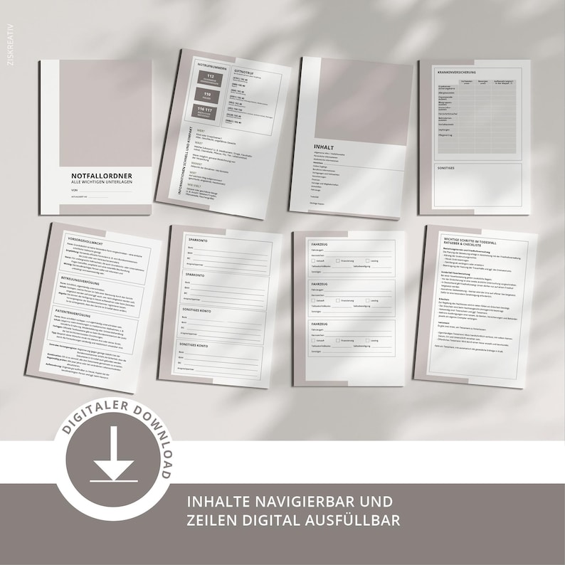 Emergency Folder PDF (Fillable) - Family Planning & Digital Legacy - Document Organization Template (German) - 50+ Pages image 5