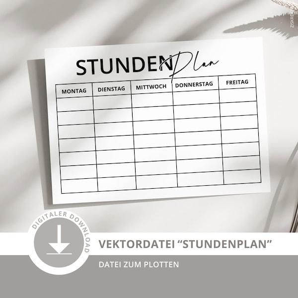 Timetable plotter file – svg, png, dxf & PDF – Digital download