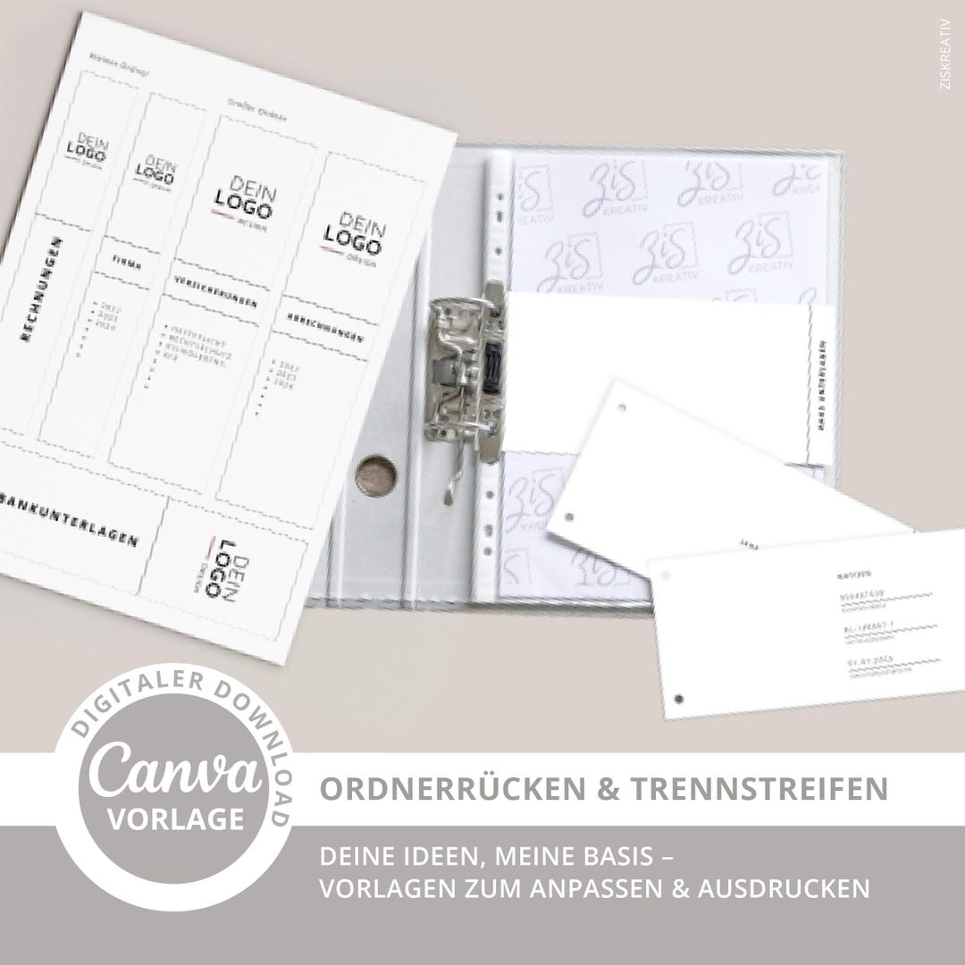 Binder Spine and Divider Strips Set - Neutral With Logo - Canva ...