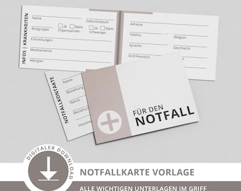 Emergency card for your wallet or glove compartment – Important information at a glance (PDF)