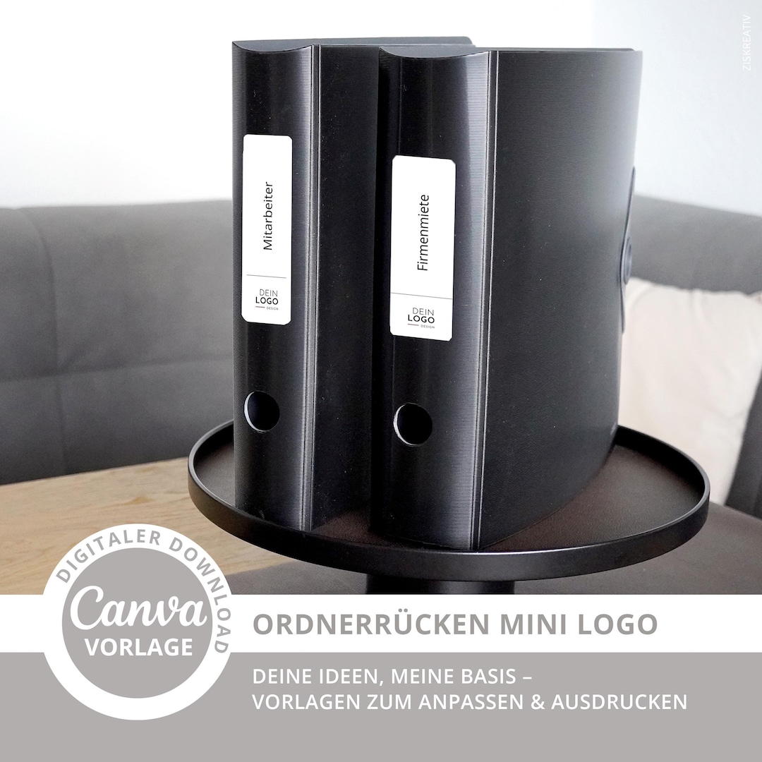 Canva - Mini Ordnerrücken Vorlagen Mit Logo Minimal – PDF Etiketten Für