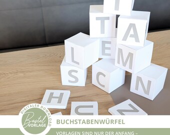 SVG-skärfil för bokstavskuber – Cricut & Silhouette-mall – DIY-papperskubalfabet – Utskrivbar PDF