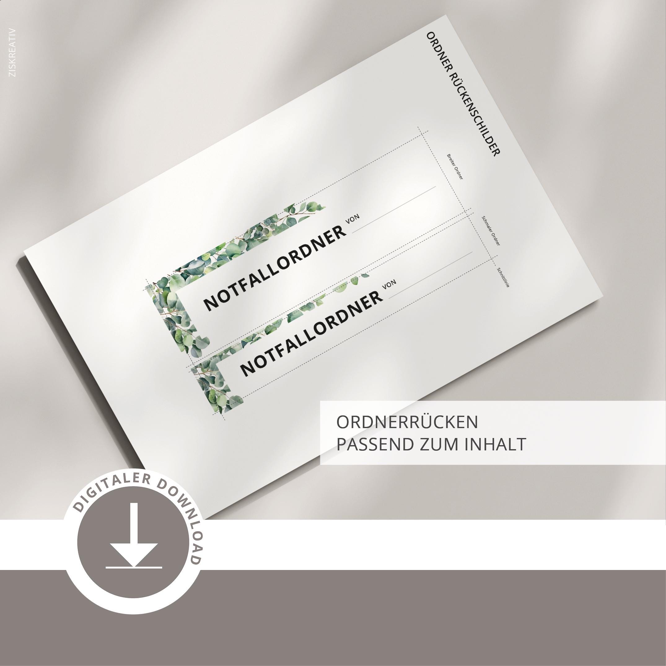 Notfallplan Ordner Notfallordner Vorlage PDF Eukalyptus – 60 Seiten zum Ausdrucken ...