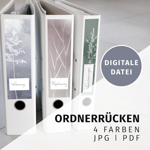 Ordner Rücken, Schild, Printable, Ordnerrücken, Büro aufräumen, Download Vorlagen