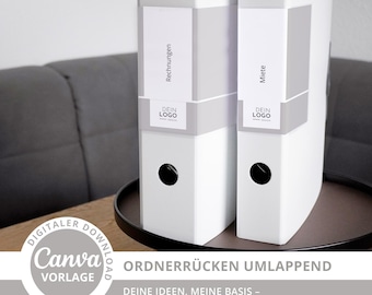 Canva - Binder Spine Templates with Logo, Light Gray – PDF Labels for Binders, Organization, Binder Labeling, Printable, Instant Download