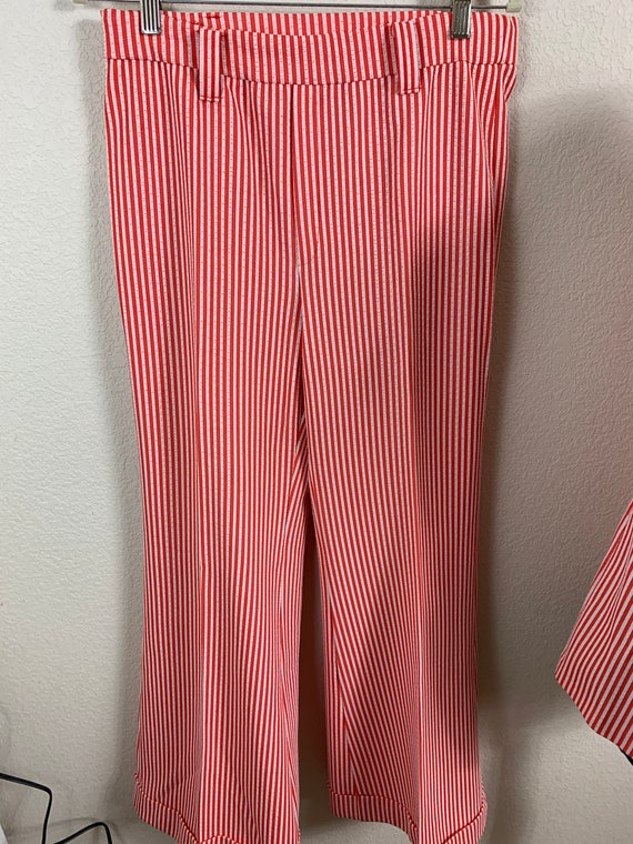 Groovy Vintage 70s Red & White Striped Set - image 4