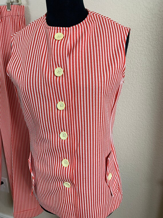Groovy Vintage 70s Red & White Striped Set - image 2