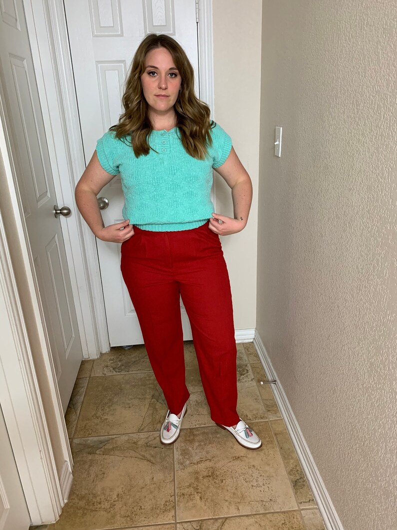 Vintage Red Trouser Pants | Etsy