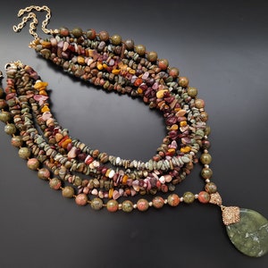 Stick Necklace with Mixed Stones main image 1
