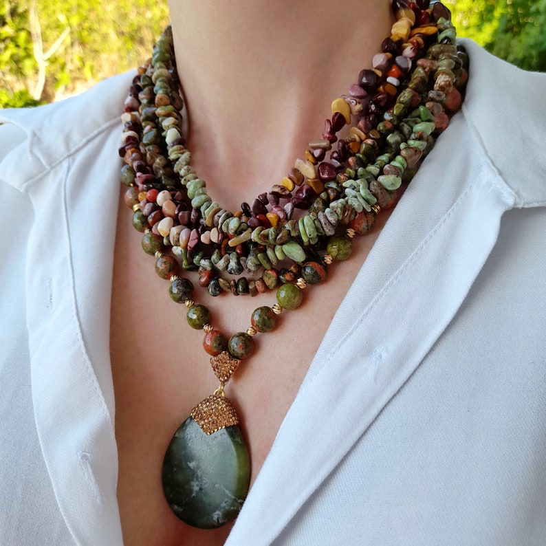 Mixed Semi Slabs Necklace