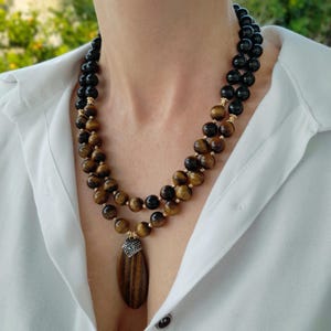 Mixed Stone Necklace Set Beaded Handmade Jewelry. Statement