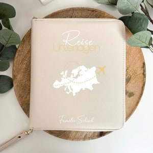 Reiseorganizer personalisiert mit Namen und Karte/Flugzeug - Organizer Familie - Familienorganizer - Reiseunterlagen - Geschenkidee Reise