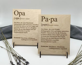 Vatertag - Vatertagsgeschenk- Geschenk Papa - Opa - Holzschild Papa Synonym - Geschenke für Väter - Geburtstagsgeschenk